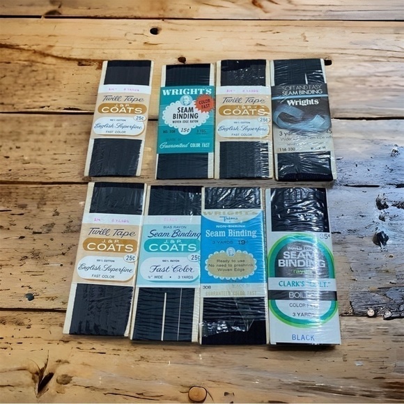 Vintage Other - Vintage Twill Tape Coats Seam Binding Bundle Black Wright’s Rayon 1/2” Wide